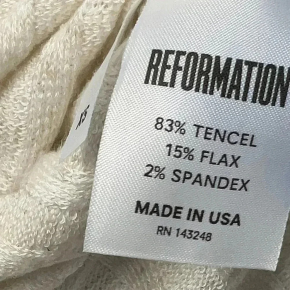 Reformation Portland Off Shoulder Dress Cream Ribbed Women’s Size XS - Picture 7 of 8